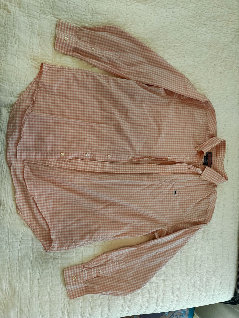 Vineyard Vines Men’s Light Pink Gingham Button-Down Shirt